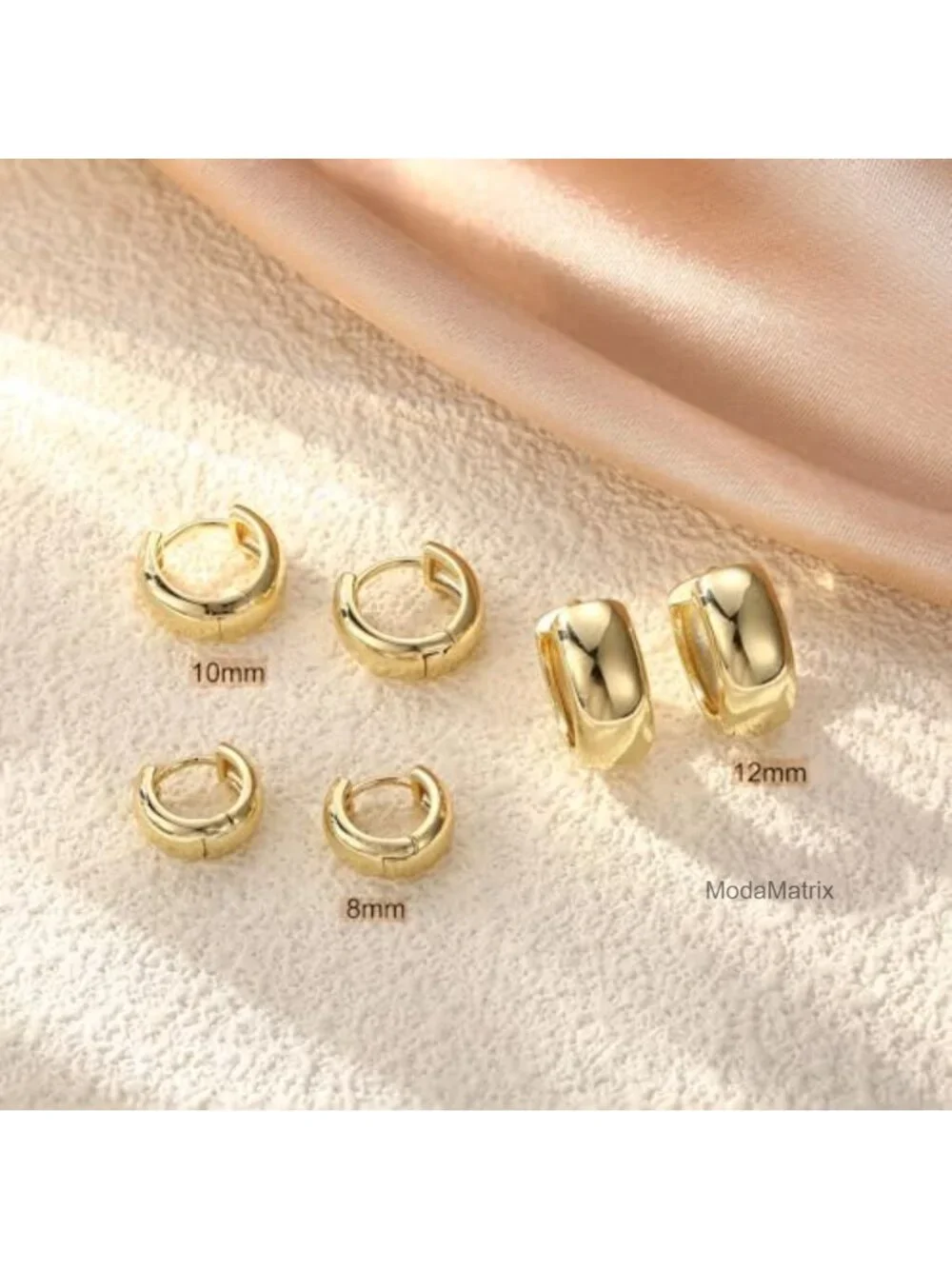 3 Pair 14K Gold Plated Chunky Hoop Earrings Set Hypoallergenic Sensitive Ears